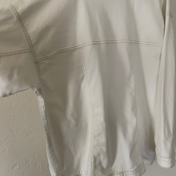 New Eileen Fisher Undyed Organic Cotton Stretch Classic Collar Jean Jacket Sz L - Picture 10 of 11